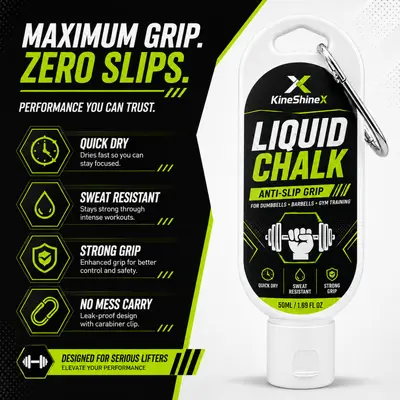KineShineX Liquid Magnesium Chalk for Dumbbell and Weightlifting Grip, Quick-Dry - 2