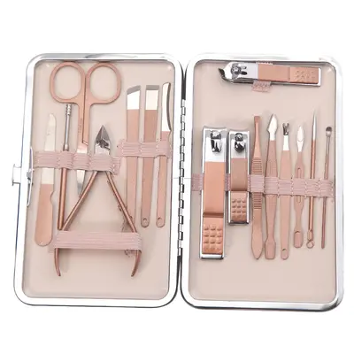 18 parçalı rosegold paslanmaz çelik tırnak seti, kulak temizleme kaşığı ve pediküre araçla - 8