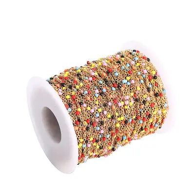 Edelstahl-Tropfölkette mit bunten Emaille-Perlen für DIY