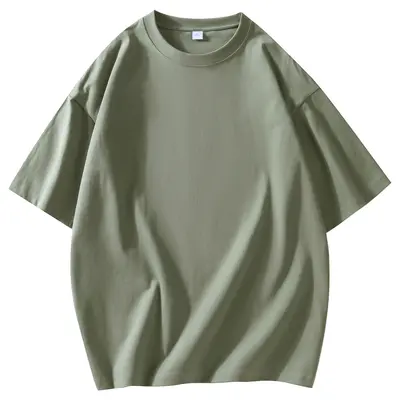 24 Pcs 190g Loose Fit Round Neck Short Sleeve Solid Color T-Shirt - 3