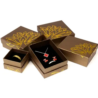 Karton-Schmuckset Gold und Silber Verpackungs-Lagerkiste Box Armband Armband Ring Halskette Halskette Ohrringe Ring Geschenkbox - 10