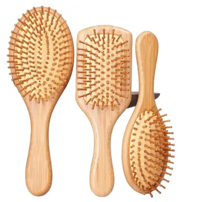 Bambu ve ahşap küçük tarak saç bakım mini hava yastıklı tarak yüksek kaliteli taşınabilir kompakt zararsız saç masaj tarağı