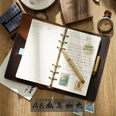 A5 Leather Thread-Bound Travel Journal, Handmade Notebook - 8
