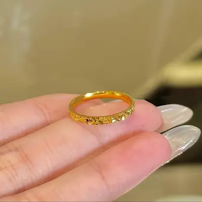 Crushed ice ring 2mm, gold-plated couple ring