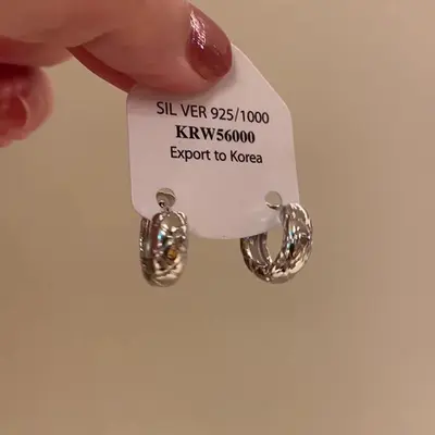 Korean diamond pattern circle earrings, minimalist style - 3
