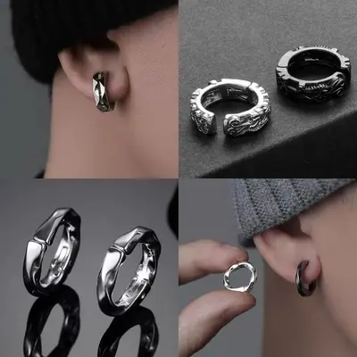 Men's Non-Piercing Clip-On Earrings, Minimalist