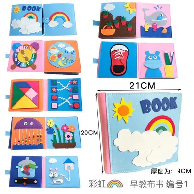 Felt Rainbow Cloth Book with Dressing Practice for Early Education - 7