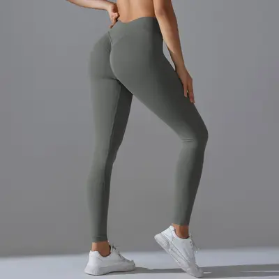 Seamless V-Back Peach Hip Training Leggings for Running - 7
