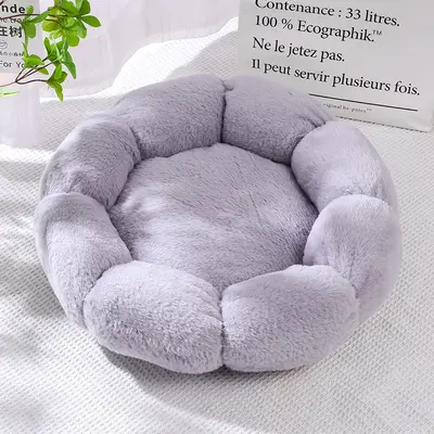 Warm Plush Round Cat Bed for Autumn and Winter, Deep Sleep Nest - 11