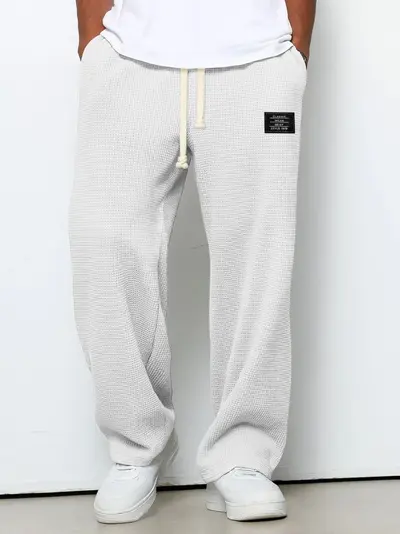 Herren-Waffelhose, gerade geschnittene Jogginghose, locker, Frühling/Herbst - 10