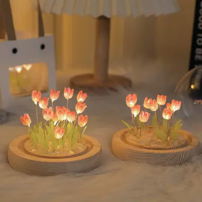 Lale gece lambası el yapımı diy malzeme paketi yaratıcı masaüstü atmosfer ışığı süsleri kızlar için 520 Sevgililer Günü hediyesi