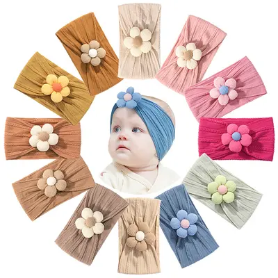 Baby Headband Set, Soft Nylon, Flower Design