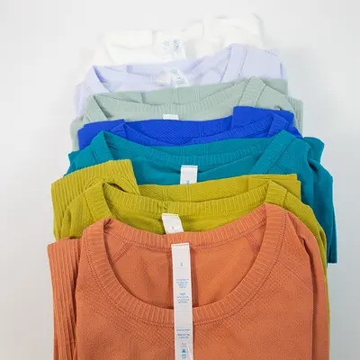 Seamless Yoga Top, High Stretch, Long Sleeve, Breathable - 3