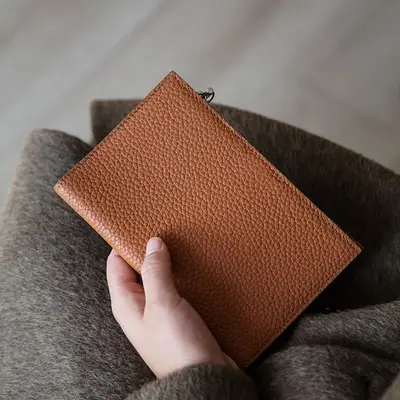Genuine leather passport wallet, zipper, ultra-thin, multifunctional - 7