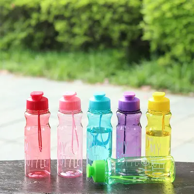 Student outdoor sports summer water cup leak-proof plastic cup with press-on lid portable advertising cup customization - 3