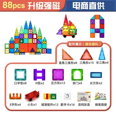 Large Color Window Magnetic Tiles Building Block Set, Early Education - 11