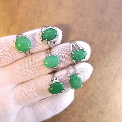 Assorted natural stone rings, mixed set - 11