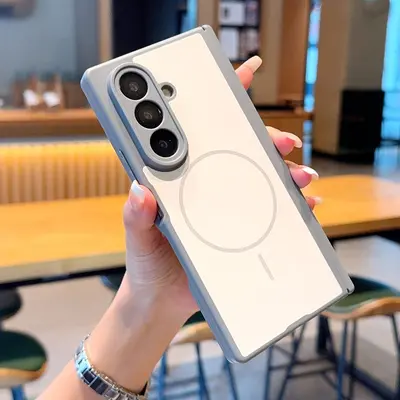 Samsung Z Fold7 Şeffaf Manyetik Telefon Kılıfı, Mat Cilt Hissi Yüzey