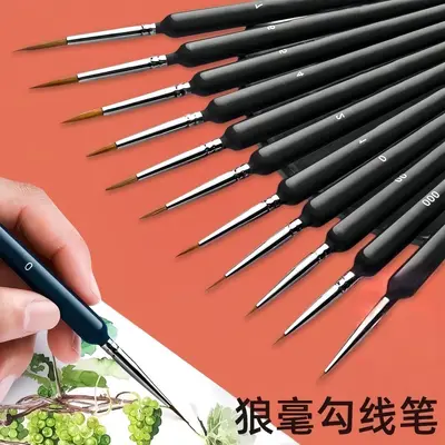 Fine art outline brush set, soft bristle watercolor acrylic