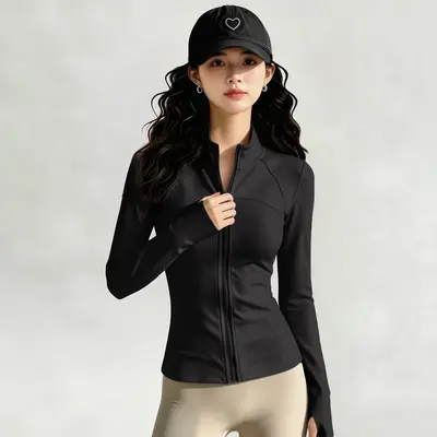 Women's yoga jacket, zip-up, slim fit - 7
