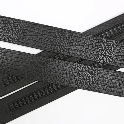 Schwarzer Gürtel Großhandel Herren Mikrofaser verschleißfest und kratzerbeständig kopflos Krokodil Muster Gürtel automatische Schnalle komfortable Hosengürtel - 11