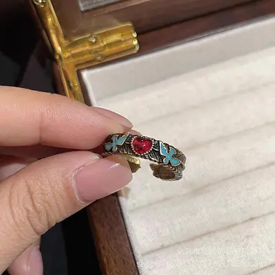 Vintage adjustable ring ethnic retro style - 10