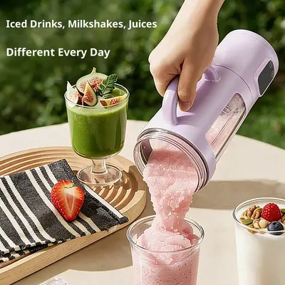 Tragbarer Entsafter mit Touchscreen-Display, USB-Ladung, tragbarer Smoothie-Mixer für Zuhause, 8-Messer-Schneidwerk, Eiskrusher-Funktion