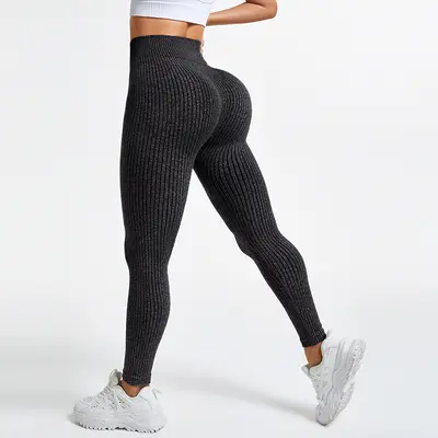 新品爆款AB纱螺纹无缝瑜伽裤健身裤户外紧身裤运动长裤女leggings - 7