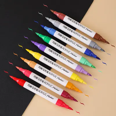 72-Color Acrylic Marker Pens, Soft Tip Dual-Tip Acrylic Paint Pens for Kids' Drawing, Student Doodling and Layering Watercolor Pens