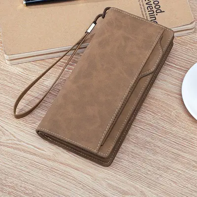 Herren-Langbrieftasche aus Leder, 3-in-1 mit Handy-Kartenfach