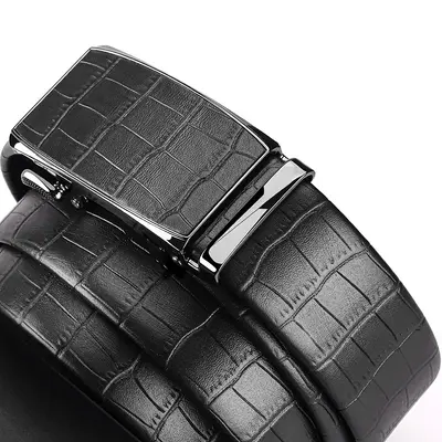 Echtes Rindsleder Krokodil-Muster Gürtel Herren Automatikschnalle Ledergürtel Premium-Qualität Rindsleder Herrengürtel zum Verschenken