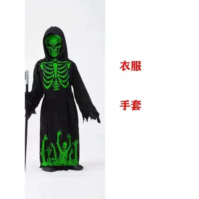 Kinder-Halloween-Kostüm, leuchtender Skelett-Einteiler - 10