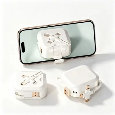 100W Süper Hızlı Şarj Type-C Apple 17 Android Üç İn Bir Veri Kablosu Araç Taşıyıcı Çok Fonksiyonlu Teleskopik Raf - 8