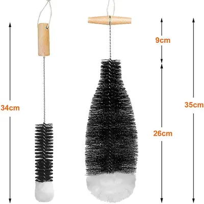 Bottle and Cup Brush, Coconut Palm Fiber, Stainless Steel Wire, Rust-Free - 7