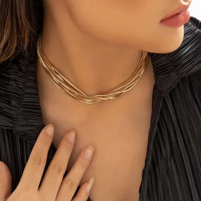 Multi-layer chain pendant necklace with spherical design - 12