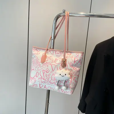 Damen-Schultertasche mit Graffiti-Design, große Kapazität - 8
