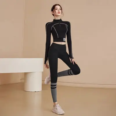 Damen Yoga-Set, langärmlig, eng anliegend - 12