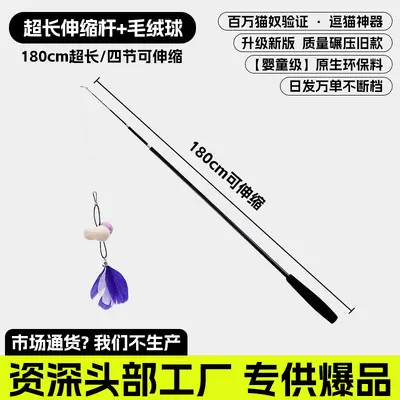 Long Retractable Cat Teaser Wand with Detachable Pole - 11