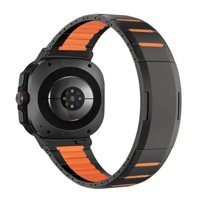 Samsung Galaxy Watch8 Compatible 47mm Rubber and Stainless Steel Watch Strap