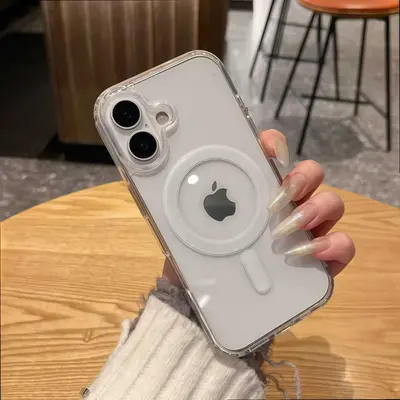 适用iPhone17Promax亚克力透明磁吸手机壳苹果16大孔15防摔保护套