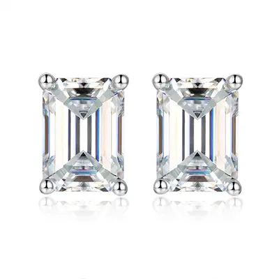 Small Octagonal 1 Carat Moissanite Earrings, S925 Silver