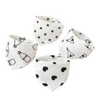 Baby triangle bib, 4-layer cotton, printed