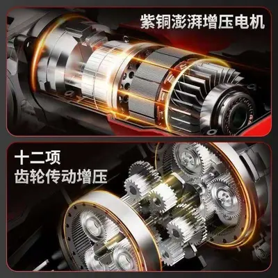 Electric Grease Gun, Rechargeable Lithium Battery, High-Pressure for Excavators