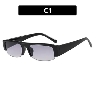 Semi-Rimless Minimalist Retro Sunglasses, Photo-Friendly Design - 6