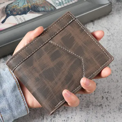 Men's Short Business Wallet with Zipper Coin Pocket and Multiple Card Slots - 8