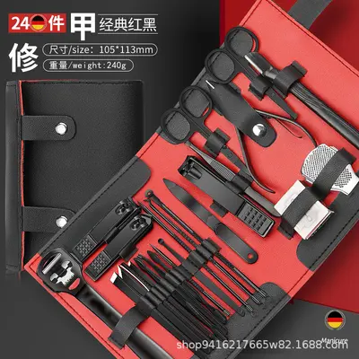 新款指甲刀套装折叠款黑红31件套修脚刀指甲剪全套挖耳勺去死皮 - 9