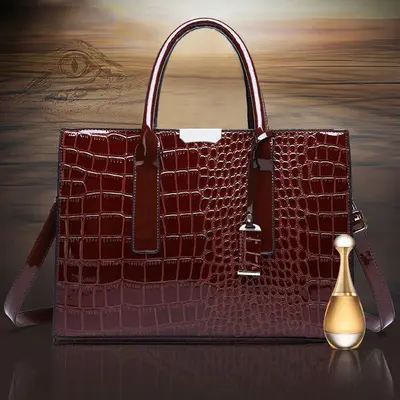 Timsah Desenli Kadın Omuz Çantası Crossbody Tote