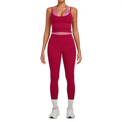 Retro Baskılı Yoga Takımı Sahte İki Parça Kalça Kaldırıcı 7701+6809 - 6