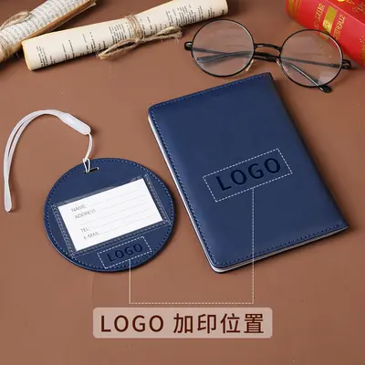 PU pasaport cüzdanı, kalınlaştırılmış, çok fonksiyonlu, baskılı logo