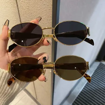 Oval Metal Frame Sunglasses for Women - 4